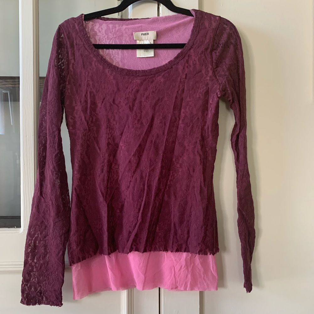 FUZZI LACE PINK TOP